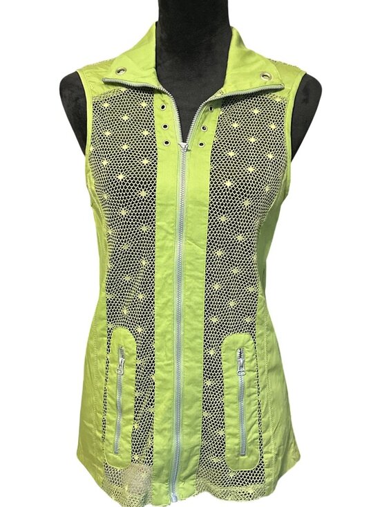 Zo & Co. Jackets & Blazers - Zo & Co. Womens Lime Green Sleeveless Mesh Zip-Up Vest With Pockets Size M
